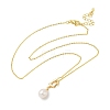 Natural Cultured Freshwater Pearl Rice Pendant Brass Cable Chain Necklaces for Women NJEW-JN06099-3
