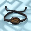 Adjustable Oval Natural Tiger Eye Braided Bead Bracelets BJEW-H626-02-10-2