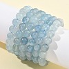 Natural Aquamarine Round Bead Stretch Bracelets for Men Women BJEW-U034-01A-03-1