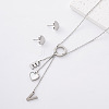 304 Stainless Steel Stud Heart Earrings & Letter VE Tassel Necklaces Sets for Women ZF6190-5-1