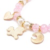 Acrylic Imitation Pearl Stretch Bracelet with Alloy Enamel Charms for Women BJEW-JB08447-7