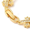 Cubic Zirconia Oval & Cross Link Chain Bracelet BJEW-M296-02G-4