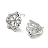 Rhodium Plated Flower 925 Sterling Silver Stud Earring Findings STER-Q192-17P-2