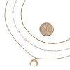 304 Stainless Steel Pendant 316 Surgical Stainless Steel & Plastic Pearl Paperclip Chain 3 Layer Necklaces for Women NJEW-JN05471-02-3