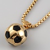 304 Stainless Steel Football Pendant Necklace with Box Chains for Women X1-NJEW-SZC0003-01G-3