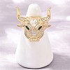 Brass Micro Pave Cubic Zirconia Cuff Open Rings CU-Z002-01G-3