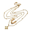 304 Stainless Steel Crystal Rhinestone Flower Pendant Double Layer Necklaces NJEW-R026-07G-4
