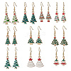 10 Pairs Alloy Enamel Christmas Tree Dangle Earrings EJEW-JE06538-2