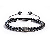 Synthetic Non-magnetic Hematite Round Braided Bead Bracelets for Women Men PM4065-6-1