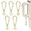 5Pcs 5 Styles Flat Round with Letter Alloy Enamel Wine Glass Charms HJEW-TA0001-14-1