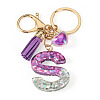 Alloy Resin Heart Keychains KEYC-TADJ0002-01G-S-2