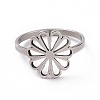 Non-Tarnish 201 Stainless Steel Flower Finger Ring RJEW-J051-30P-2