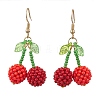 Glass Seed Beads Cherry Dangle Earrings EJEW-MZ00300-2