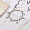 Synthetic Turquoise Braided Bead Anklet AJEW-AN00483-2