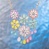 Fashion Women Jewelry Zinc Alloy Glass Flower Bib Statement Choker Collar Necklaces NJEW-BB15068-C-9