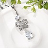 Alloy Crystal Rhinestone Dangle Curved Barbell Belly Rings LS-AJEW-R007-04P-05-2
