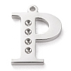 Tarnish Resistant 304 Stainless Steel Letter Pendant Rhinestone Settings LS-STAS-J028-01P-1