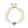 Ocean Dyed Synthetic Turquoise Starfish and Natural White Shell Chip Beaded Bracelets for Women BJEW-JB14282-4