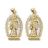 Brass Pave Shell Pendants KK-I708-16I-G-1