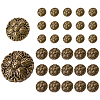 32Pcs 2 Styles 1-Hole Alloy Shank Buttons BUTT-FG0001-65AB-1