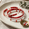 Handmade Red and White Glass Beaded Stretch Tile Bracelet Sets MA5695-2