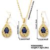 Brass Glass Teardrop Dangle Earrings & Pendant Necklaces Sets for Women PL9386-1-1