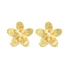 Rack Plating Flower Brass ABS Imitation Pearl Stud Earrings EJEW-M029-03G-1