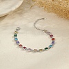 304 Stainless Steel Pave Colorful Cubic Zirconia Tennis Bracelets for Women BJEW-T023-02A-P-1