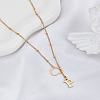 1Pc Letter & Heart Stainless Steel Lariat Necklaces for Women NJEW-LP0002-87G-P-3