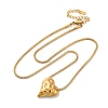 304 Stainless Steel Textured Heart Pendant Snake Chain Necklaces NJEW-U026-11G-4