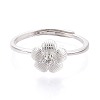 925 Sterling Silver Micro Pave Clear Cubic Zirconia Adjustable Finger Rings for Women STER-N016-142S-2
