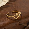 Heart 304 Stainless Steel Open Cuff Rings RJEW-R014-03G-01-3