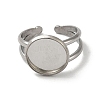Non-Tarnish 304 Stainless Steel Cuff Ring Settings STAS-E202-02C-P-3