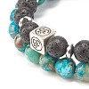 2Pcs 2 Style Mala Bead Bracelets Set with Tibetan Agate Dzi Beads BJEW-JB08020-01-5