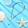 Natural Paua Shell and Brass and 304 Stainless Steel Curb Chains Necklaces NJEW-JN06197-1