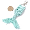 Handmade Macrame Cotton Threads Mermaid Tail Pendant Decoration HJEW-JM02626-3