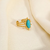 Horse Eye Synthetic Turquoise Ring QI0538-5