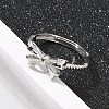 925 Sterling Silver Bowknot Adjustable Rings for Women RJEW-R008-02S-04-2