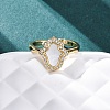 Brass Micro Pave Cubic Zirconia Shell Cuff Rings KK-D363-24A-G-5