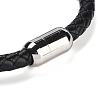 Natural Eagle Eye Stone Round Bead Braided Leather Cord Bracelets for Men Women BJEW-A009-11P-06-3