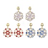 Flower Handmade Glass Seed Beads & Shell Pearl Dangle Stud Earrings EJEW-MZ00361-2