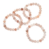 8MM Natural Xinjiang Golden Silk Jade Round Beaded Stretch Bracelets for Women BJEW-G756-01A-4