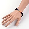 Chakra Natural Dyed & Heated Black Agate Beaded Stretch Bracelets BJEW-JB02225-02-3