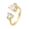 Brass Micro Pave Cubic Zirconia Cuff Rings for Women RJEW-F181-10G-01-2