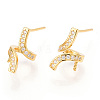 925 Sterling Silver Stud Earring Findings Micro Pave Cubic Zirconia STER-T007-18G-3