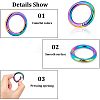 BENECREAT 18Pcs 3 Styles Rainbow Color Zinc Alloy Spring Gate Rings FIND-BC0003-38-5