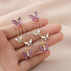 Butterfly Alloy Rhinestone Dangle Stud Earrings FS-WG259EB-01-3