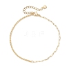 Brass Curb Chain & Paperclip Chain Anklets with 201 Stainless Steel End Chain Heart Charms AJEW-AN00762-1