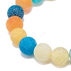 Natural Weathered Agate(Dyed) Round Beaded Stretch Bracelet BJEW-JB08502-4