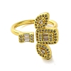 Brass with Cubic Zirconia Rings RJEW-B057-04G-03-2